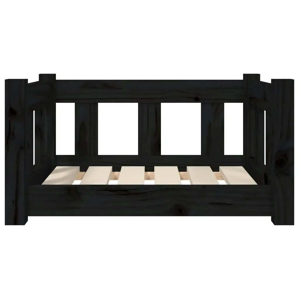 Dog Bed Black 55.5x45.5x28 cm Solid Wood Pine 820186