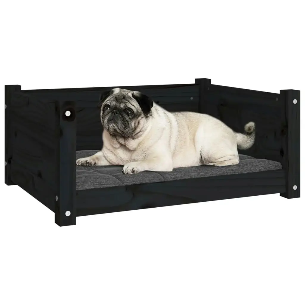 Dog Bed Black 65.5x50.5x28 cm Solid Pine Wood 821451