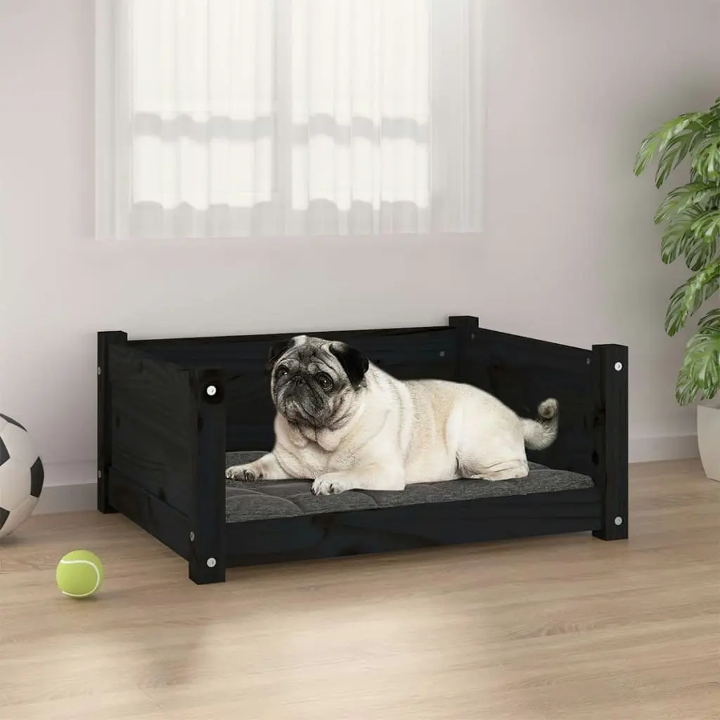 Dog Bed Black 65.5x50.5x28 cm Solid Pine Wood 821451