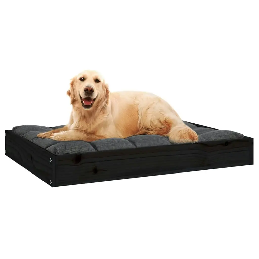 Dog Bed Black 71.5x54x9 cm Solid Wood Pine 820860