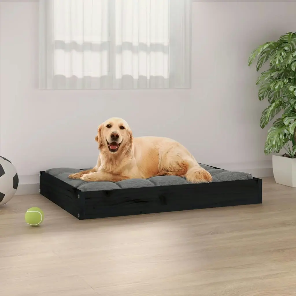 Dog Bed Black 71.5x54x9 cm Solid Wood Pine 820860