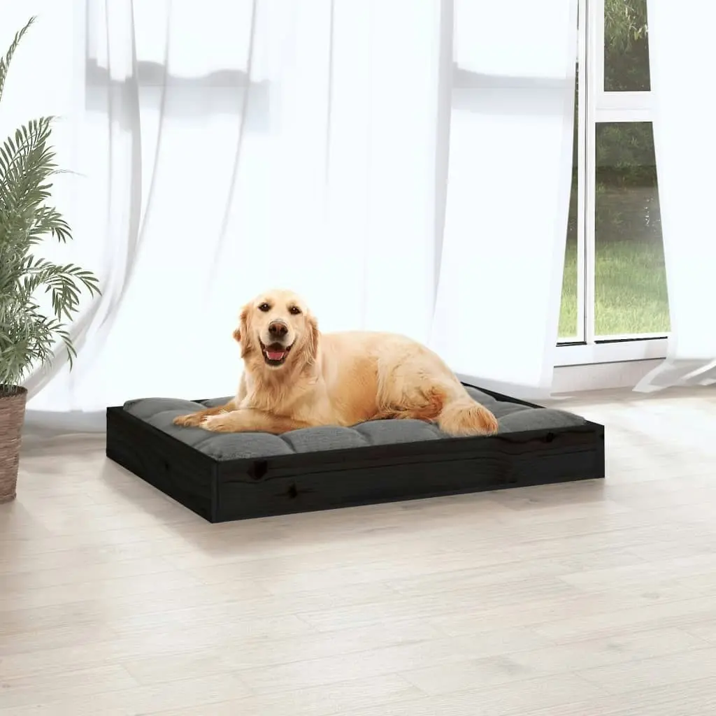 Dog Bed Black 71.5x54x9 cm Solid Wood Pine 820860