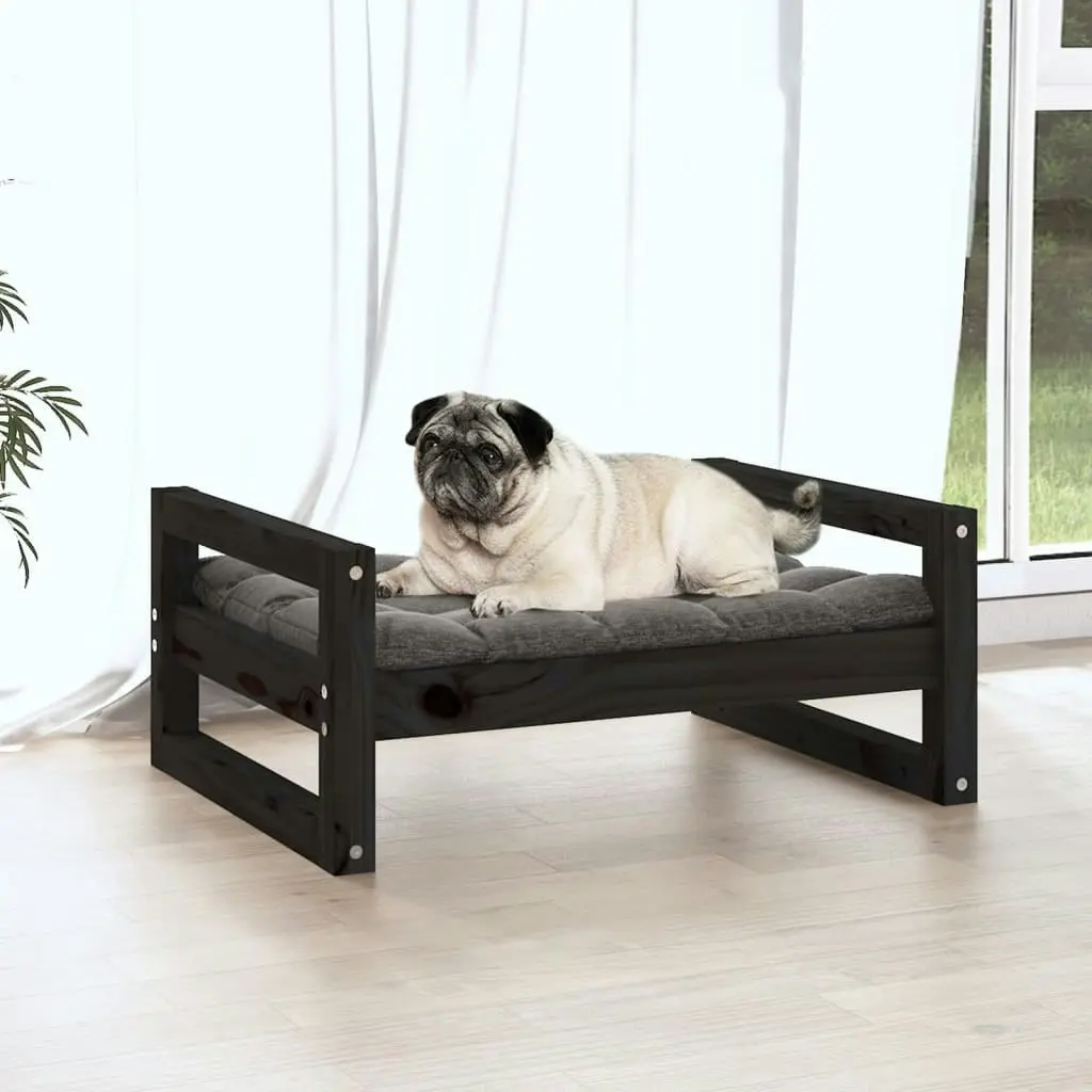 Dog Bed Black 65.5x50.5x28 cm Solid Pine Wood 821476