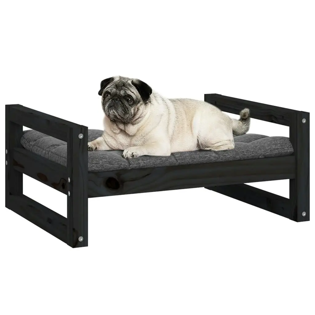 Dog Bed Black 65.5x50.5x28 cm Solid Pine Wood 821476