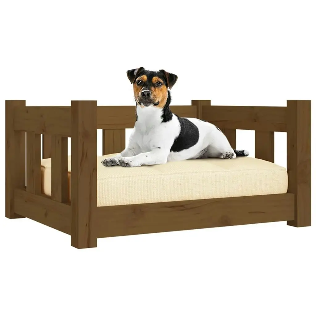 Dog Bed Honey Brown 55.5x45.5x28 cm Solid Wood Pine 820185