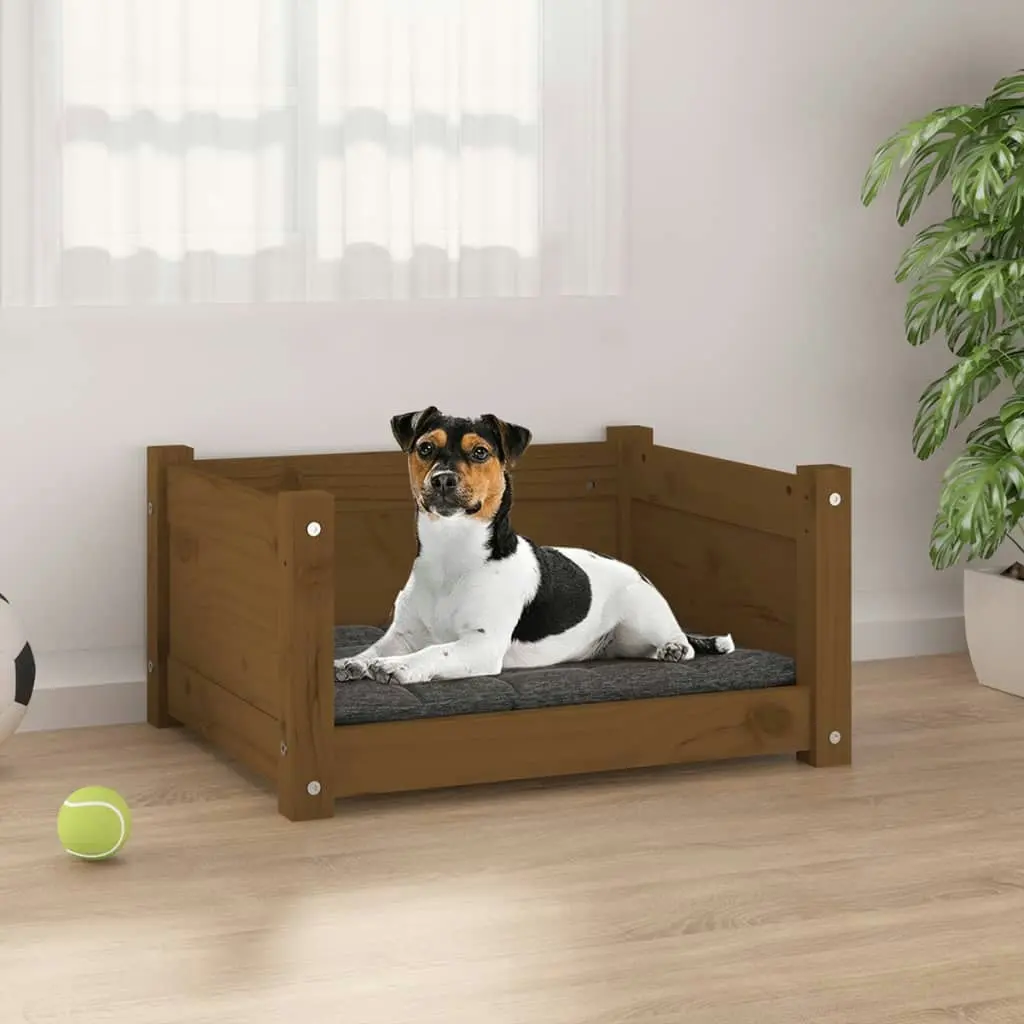 Dog Bed Honey Brown 55.5x45.5x28 cm Solid Pine Wood 821445