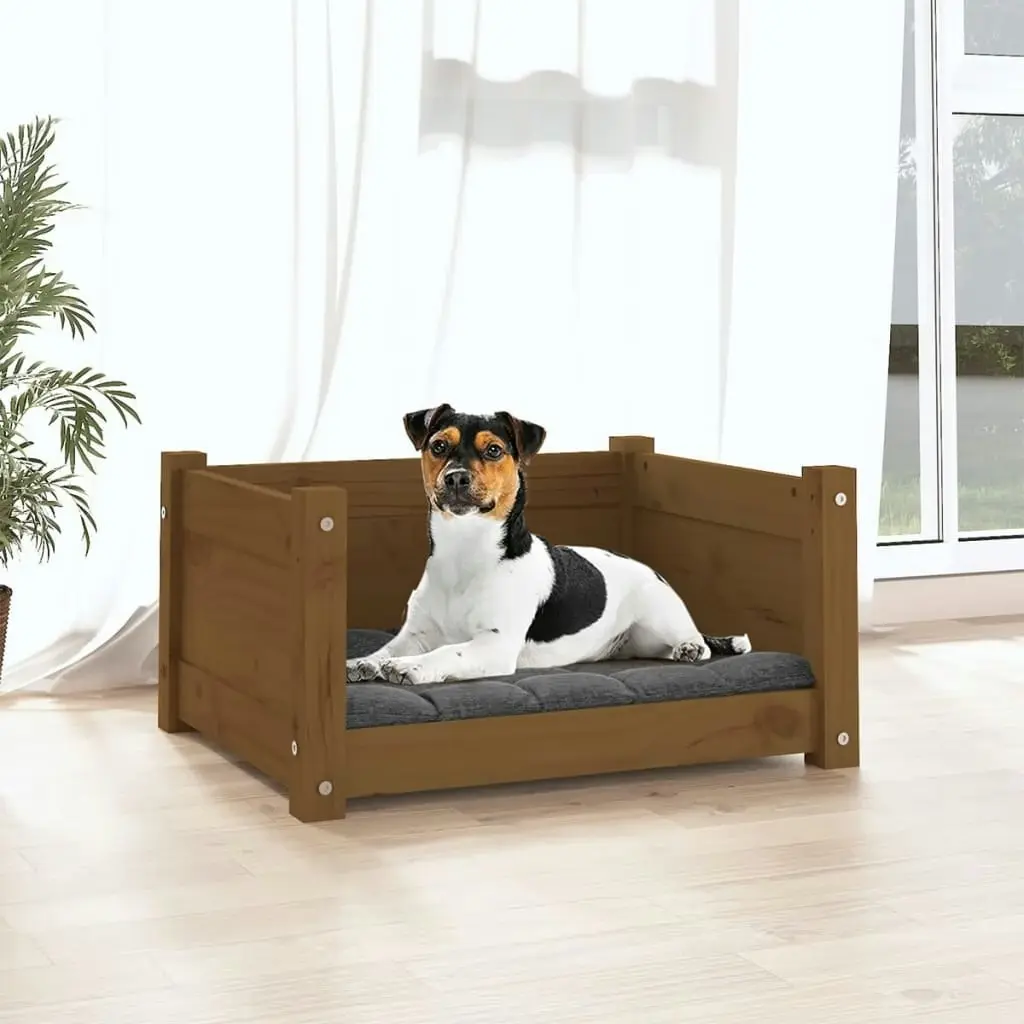 Dog Bed Honey Brown 55.5x45.5x28 cm Solid Pine Wood 821445