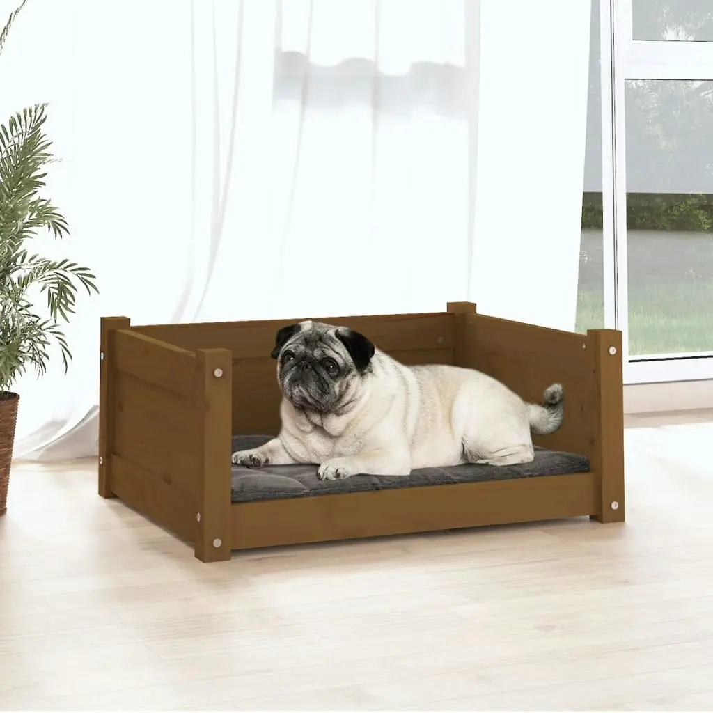 Dog Bed Honey Brown 65.5x50.5x28 cm Solid Pine Wood 821450