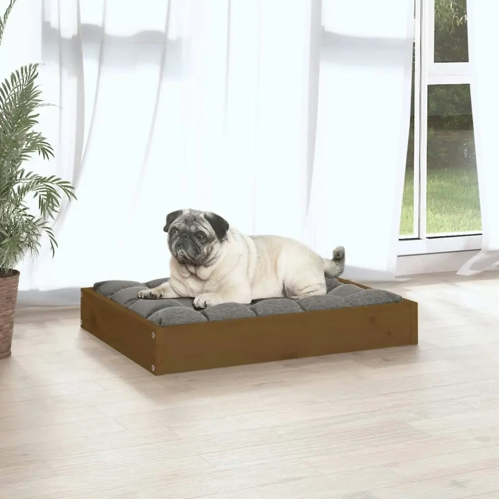 Dog Bed Honey Brown 61.5x49x9 cm Solid Wood Pine 820854