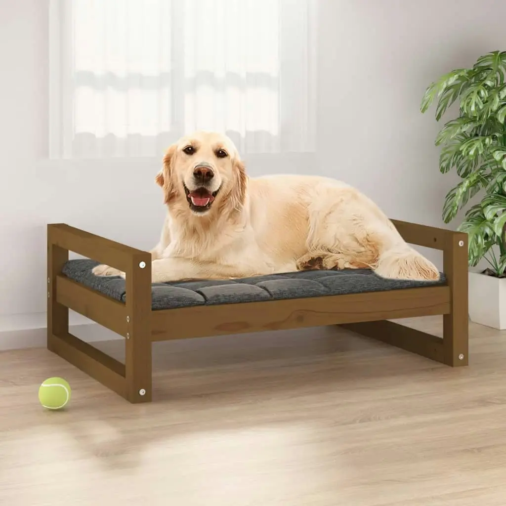 Dog Bed Honey Brown 75.5x55.5x28 cm Solid Pine Wood 821480