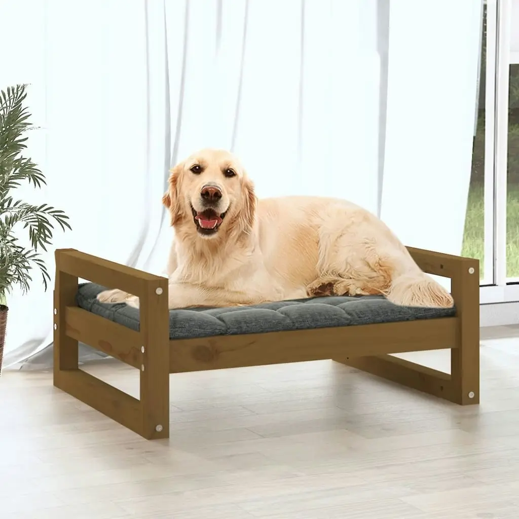 Dog Bed Honey Brown 75.5x55.5x28 cm Solid Pine Wood 821480