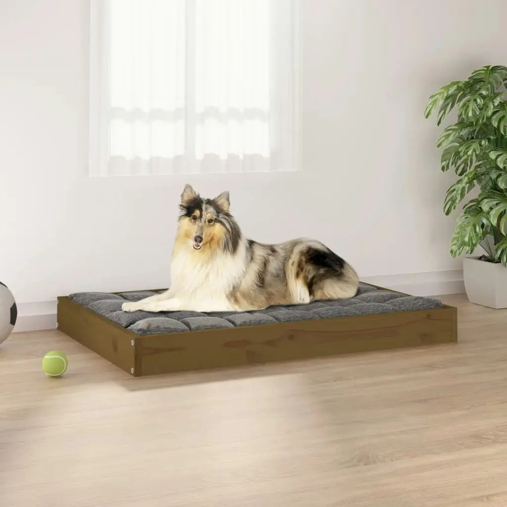 Dog Bed Honey Brown 91.5x64x9 cm Solid Wood Pine 820864