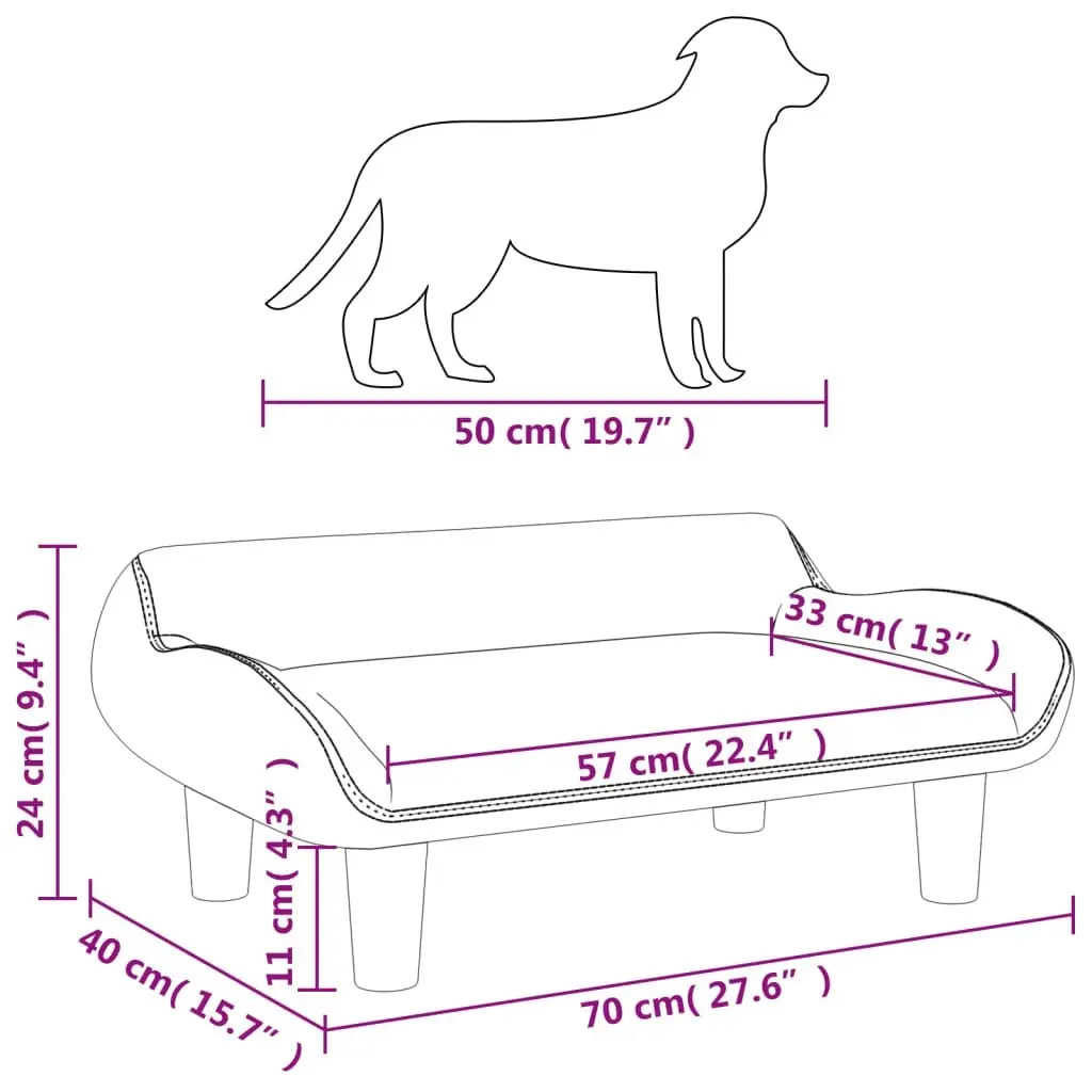 Dog Bed Light Grey 70x40x24 cm Velvet 171952