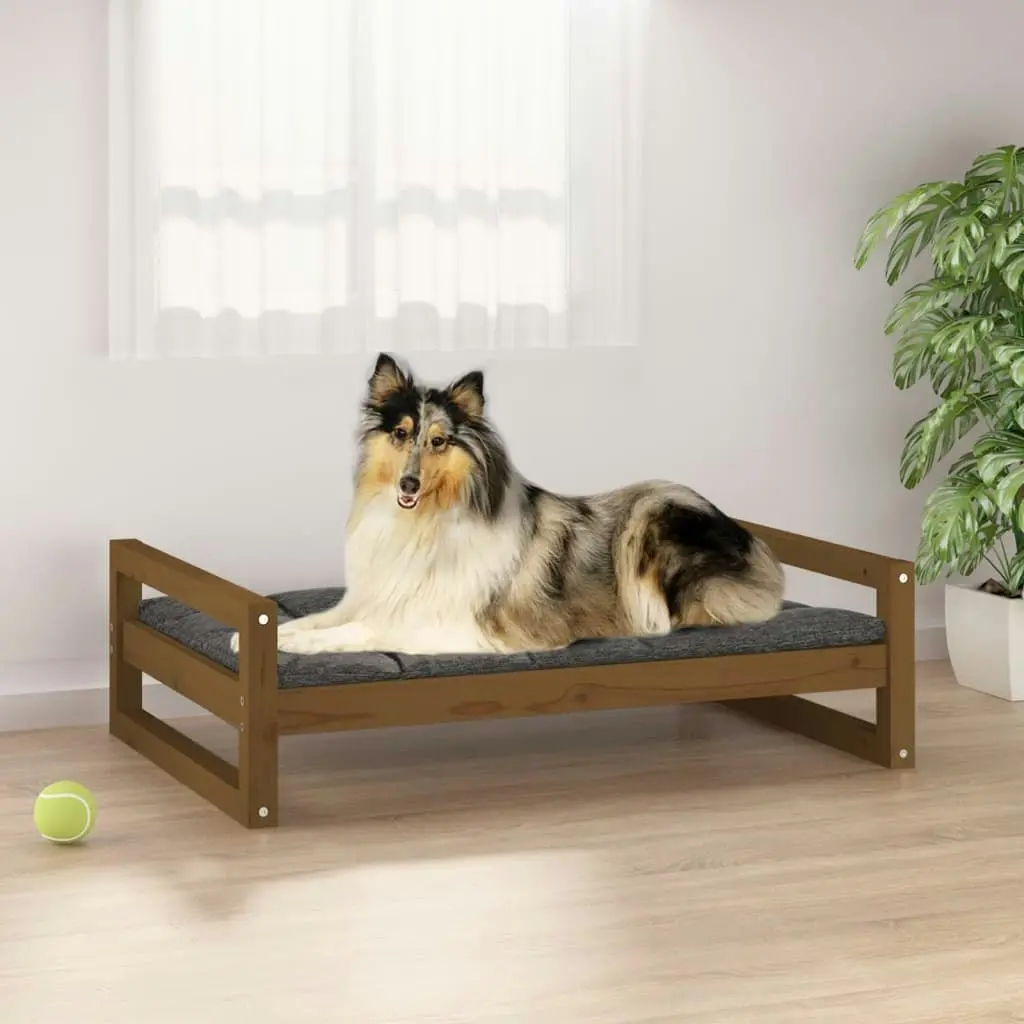 Dog Bed Honey Brown 95.5x65.5x28 cm Solid Pine Wood 821485