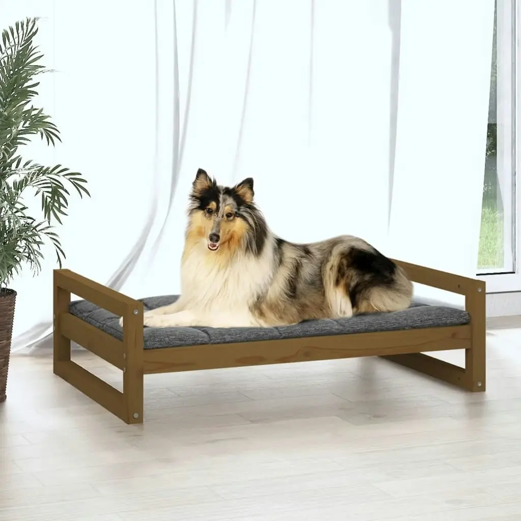 Dog Bed Honey Brown 95.5x65.5x28 cm Solid Pine Wood 821485