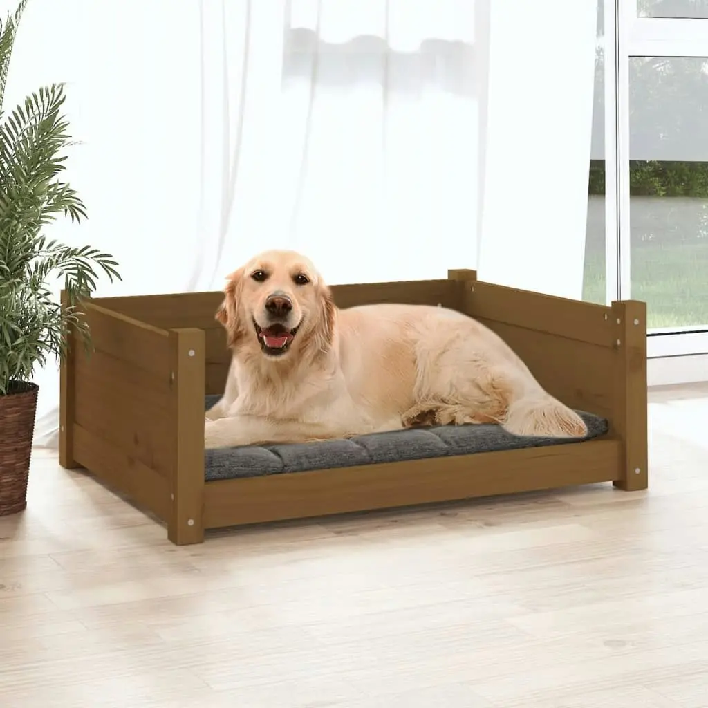 Dog Bed Honey Brown 75.5x55.5x28 cm Solid Pine Wood 821455