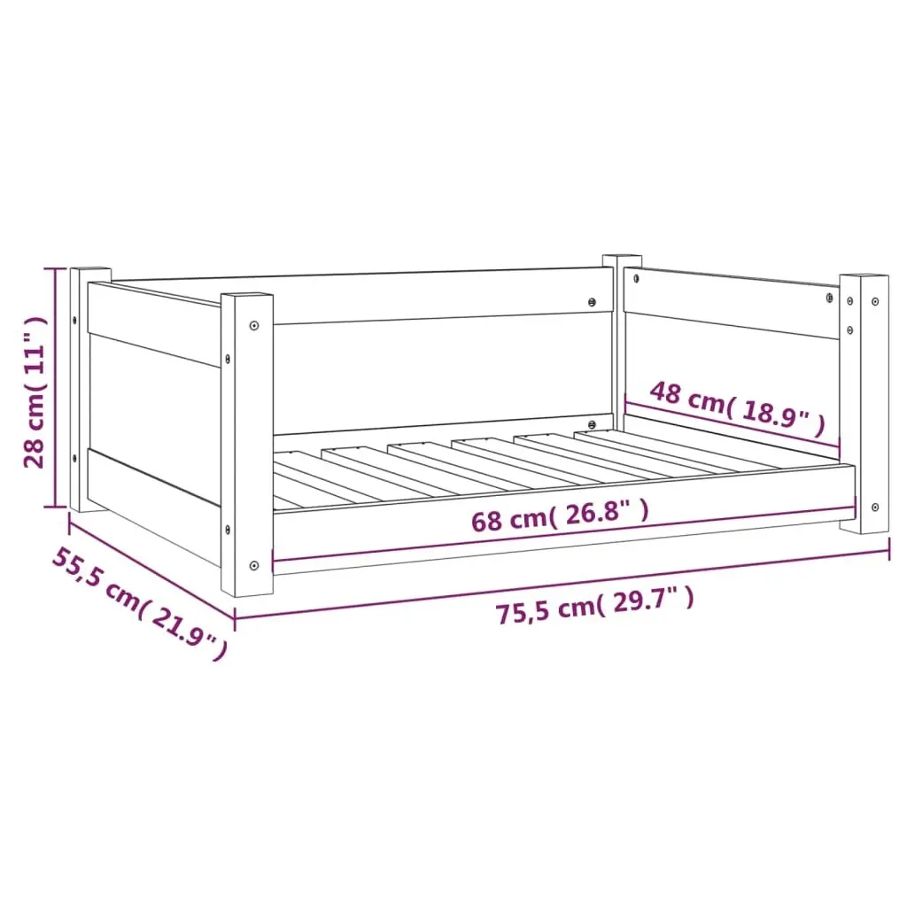 Dog Bed Honey Brown 75.5x55.5x28 cm Solid Pine Wood 821455