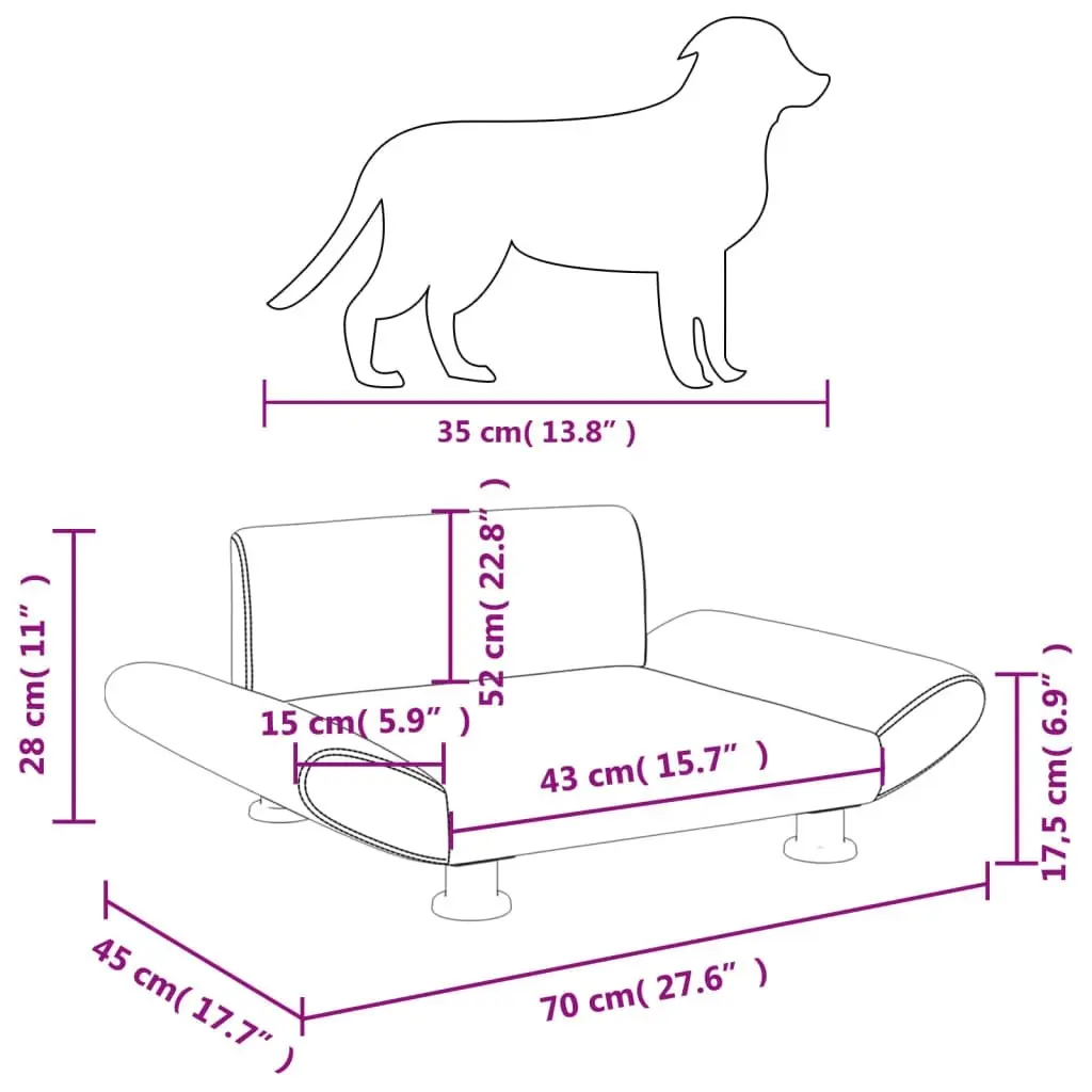 Dog Bed Light Grey 70x45x28 cm Fabric 171996