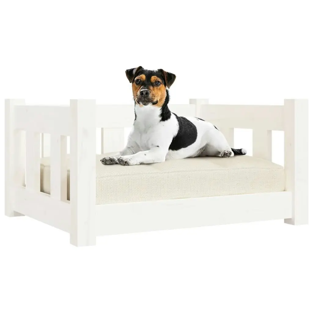 Dog Bed White 55.5x45.5x28 cm Solid Wood Pine 820183