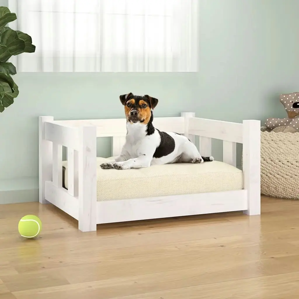 Dog Bed White 55.5x45.5x28 cm Solid Wood Pine 820183