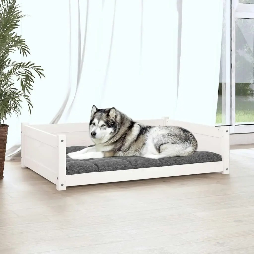 Dog Bed White 105.5x75.5x28 cm Solid Pine Wood 821463