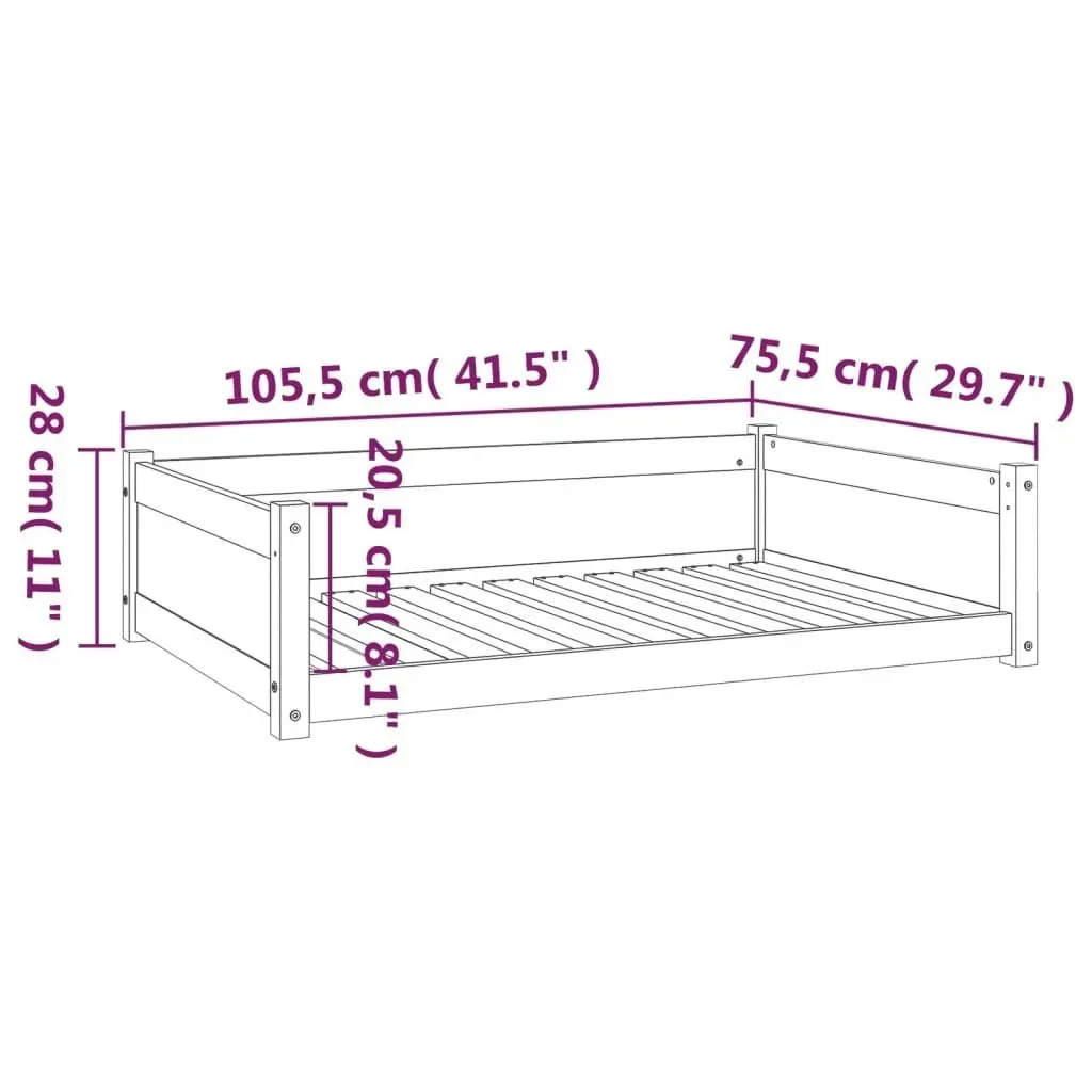 Dog Bed White 105.5x75.5x28 cm Solid Pine Wood 821463