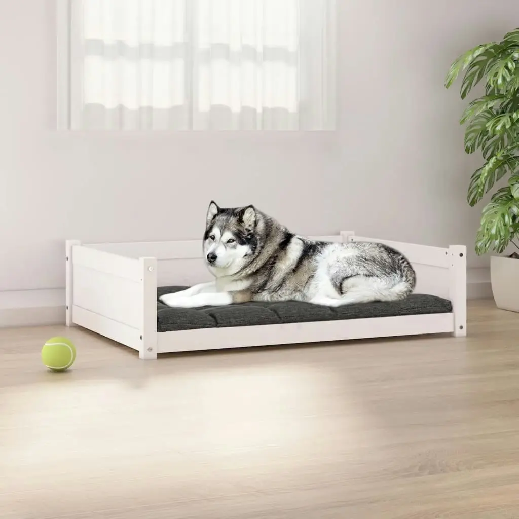 Dog Bed White 105.5x75.5x28 cm Solid Pine Wood 821463