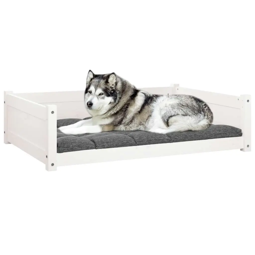 Dog Bed White 105.5x75.5x28 cm Solid Pine Wood 821463