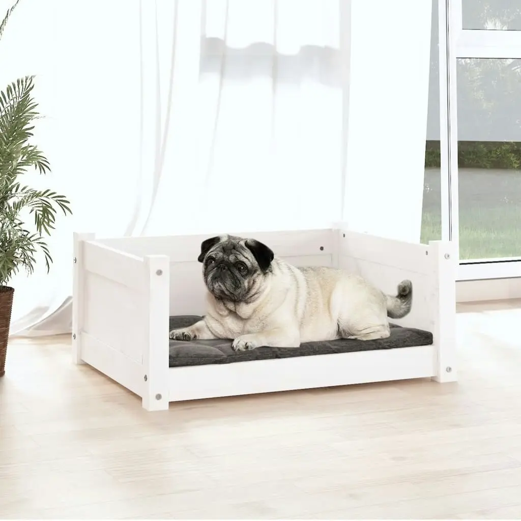 Dog Bed White 65.5x50.5x28 cm Solid Pine Wood 821448