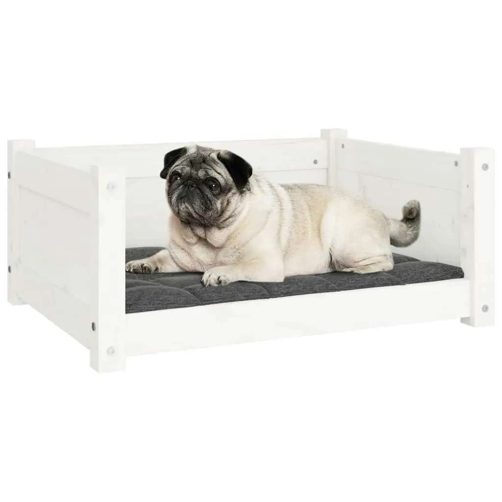 Dog Bed White 65.5x50.5x28 cm Solid Pine Wood 821448