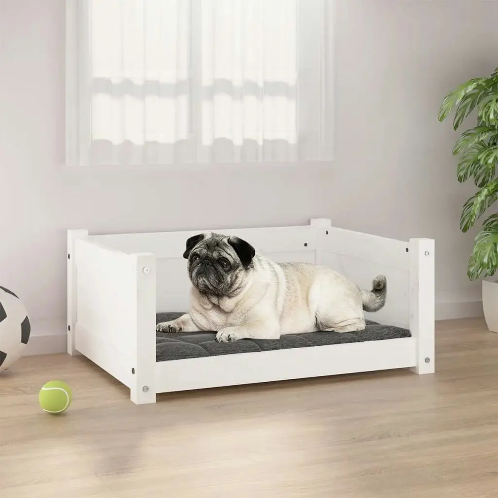 Dog Bed White 65.5x50.5x28 cm Solid Pine Wood 821448