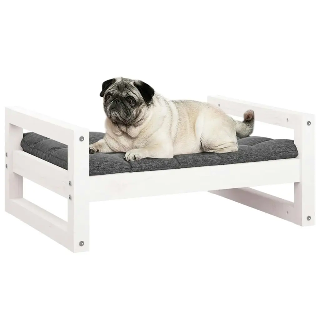 Dog Bed White 65.5x50.5x28 cm Solid Pine Wood 821473