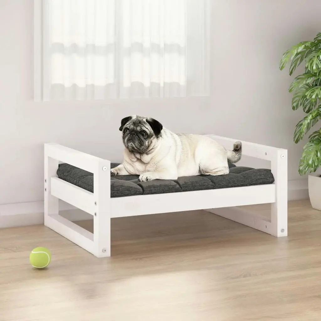 Dog Bed White 65.5x50.5x28 cm Solid Pine Wood 821473