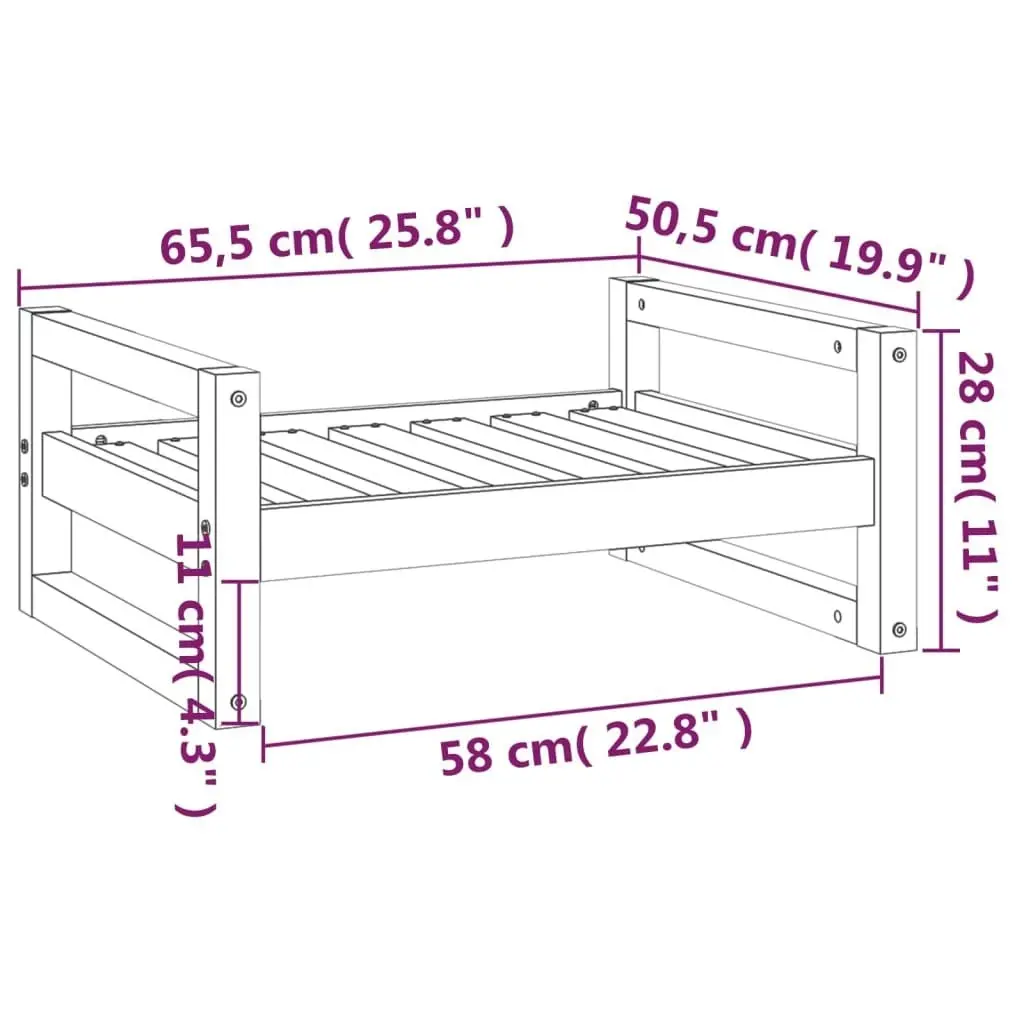 Dog Bed White 65.5x50.5x28 cm Solid Pine Wood 821473