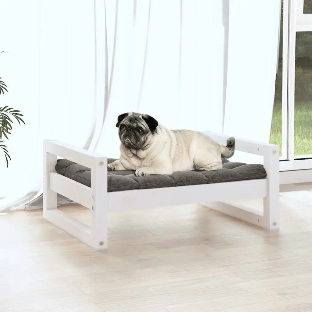 Dog Bed White 65.5x50.5x28 cm Solid Pine Wood 821473