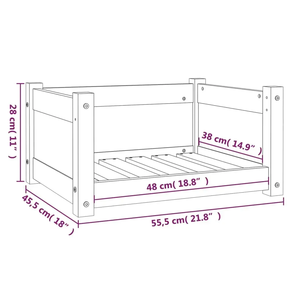 Dog Bed White 55.5x45.5x28 cm Solid Pine Wood 821443