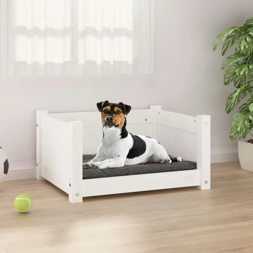 Dog Bed White 55.5x45.5x28 cm Solid Pine Wood 821443