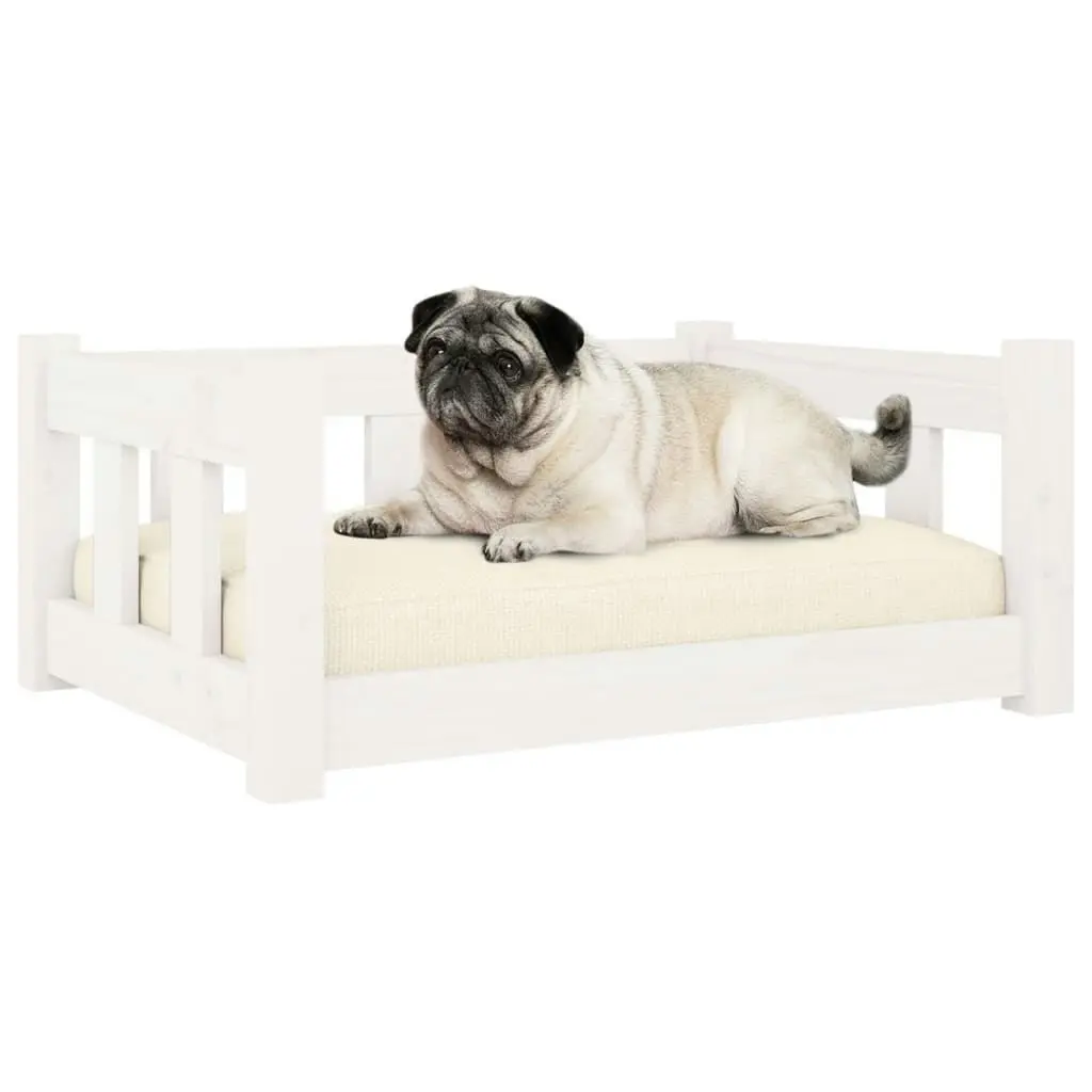 Dog Bed White 65.5x50.5x28 cm Solid Wood Pine 820188