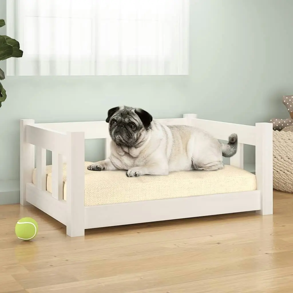 Dog Bed White 65.5x50.5x28 cm Solid Wood Pine 820188