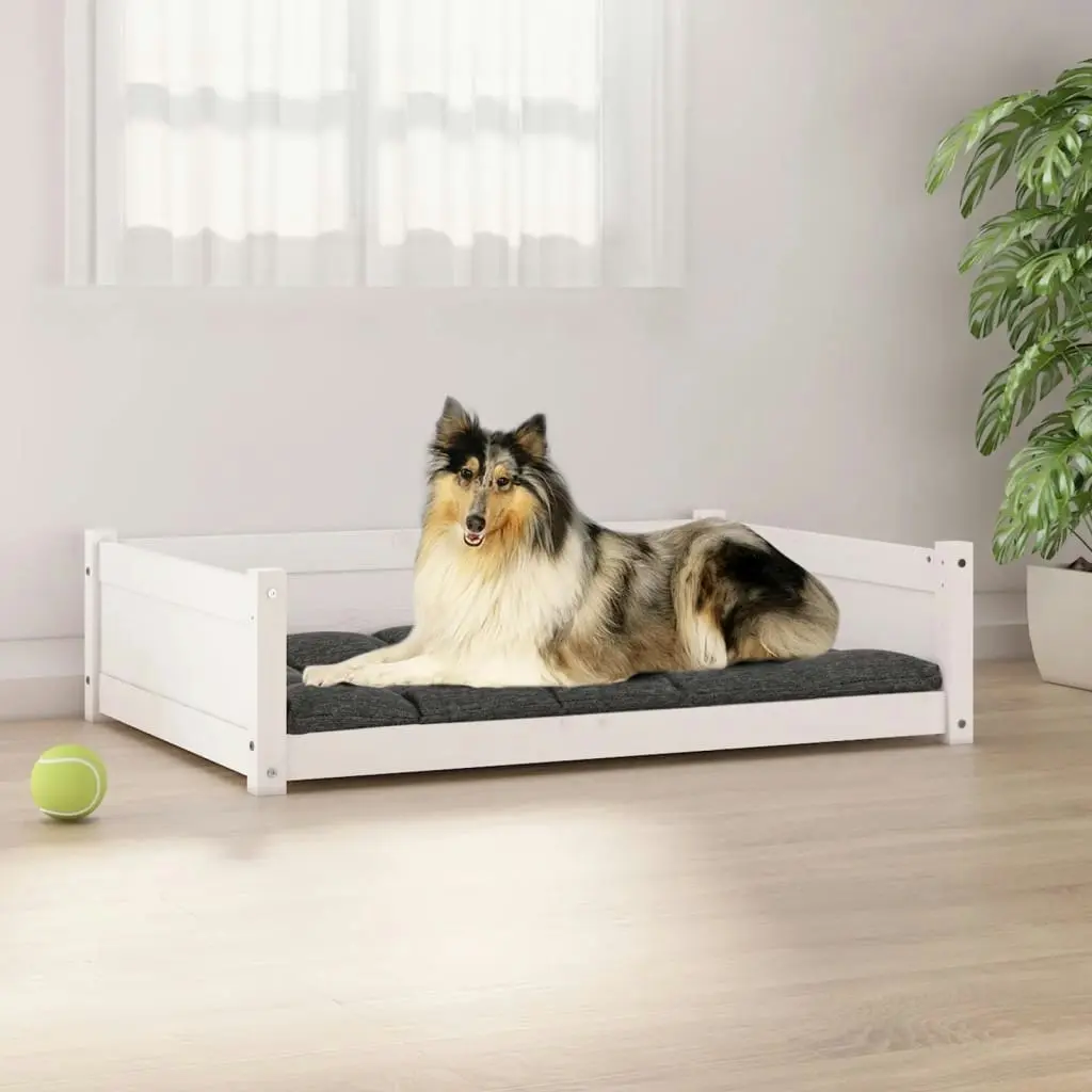 Dog Bed White 95.5x65.5x28 cm Solid Pine Wood 821458