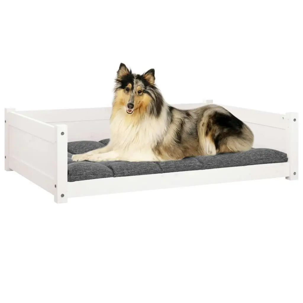 Dog Bed White 95.5x65.5x28 cm Solid Pine Wood 821458