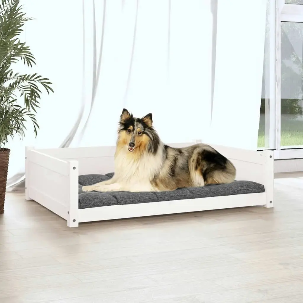 Dog Bed White 95.5x65.5x28 cm Solid Pine Wood 821458