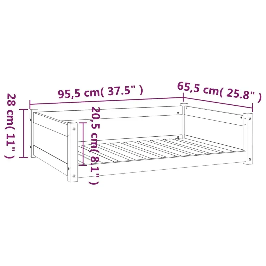 Dog Bed White 95.5x65.5x28 cm Solid Pine Wood 821458