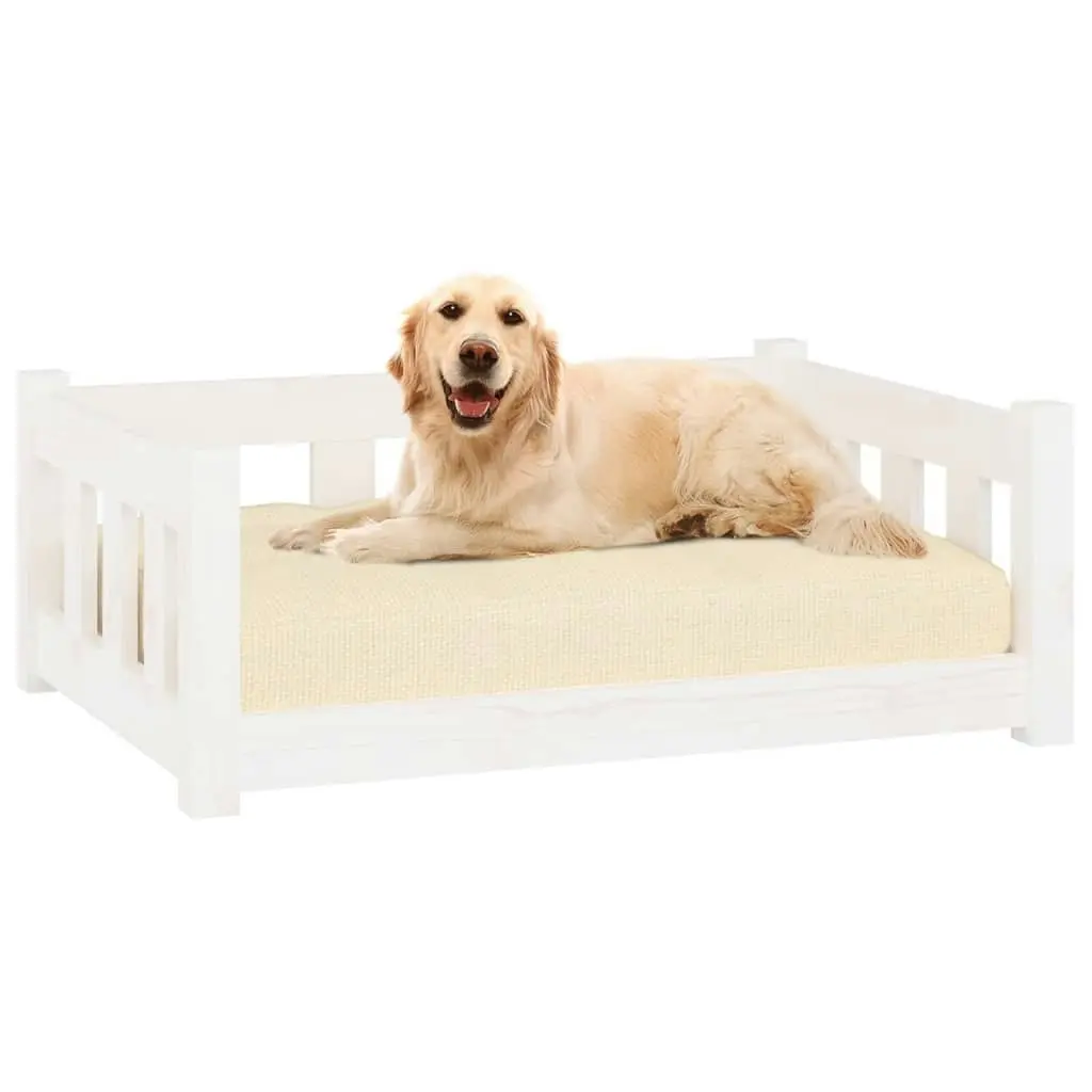 Dog Bed White 75.5x55.5x28 cm Solid Wood Pine 833254