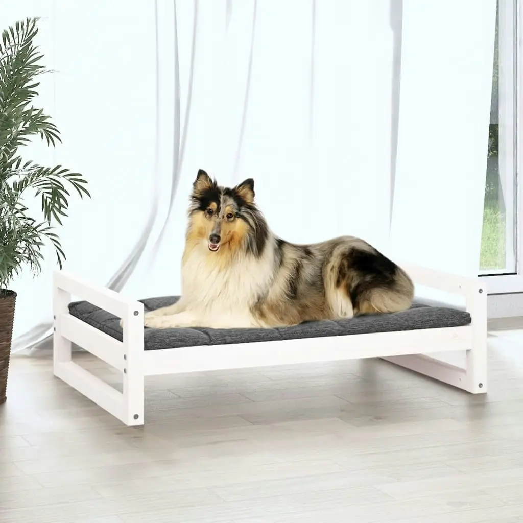 Dog Bed White 95.5x65.5x28 cm Solid Pine Wood 821483