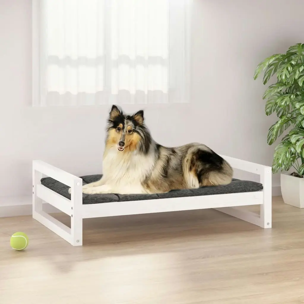 Dog Bed White 95.5x65.5x28 cm Solid Pine Wood 821483