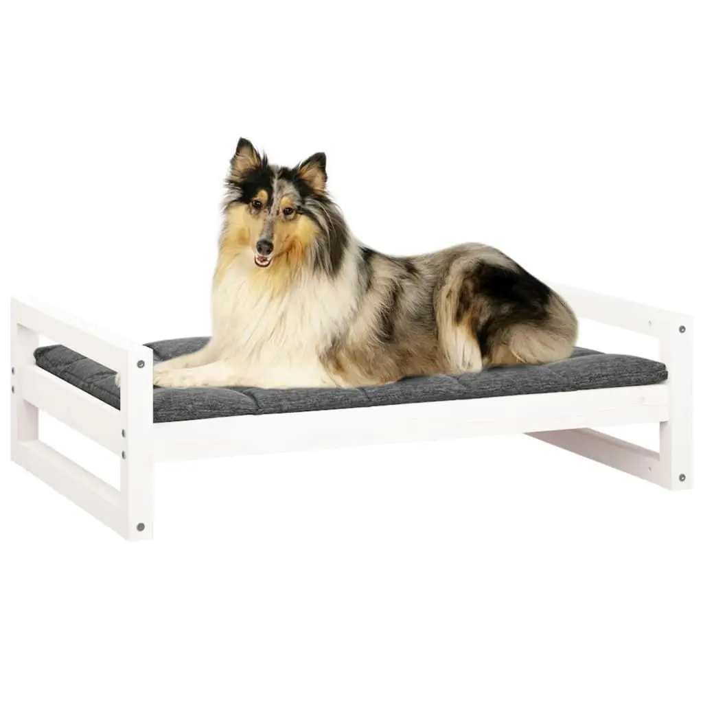 Dog Bed White 95.5x65.5x28 cm Solid Pine Wood 821483