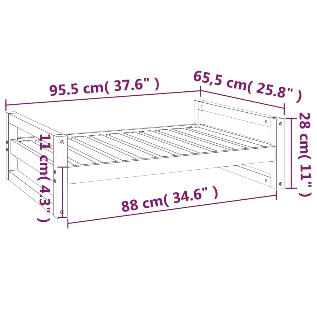 Dog Bed White 95.5x65.5x28 cm Solid Pine Wood 821483