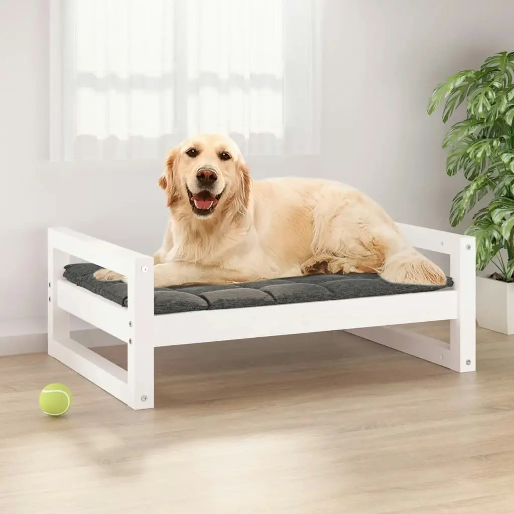 Dog Bed White 75.5x55.5x28 cm Solid Pine Wood 821478