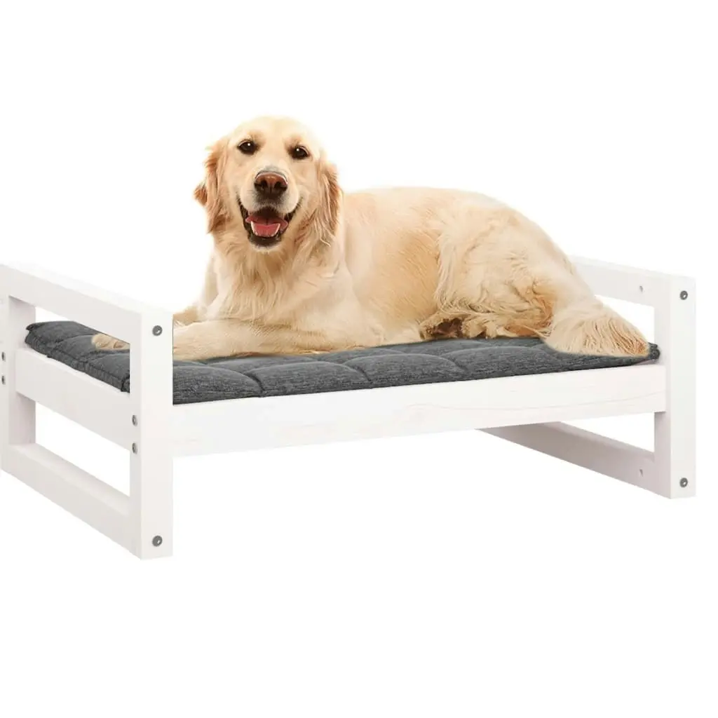 Dog Bed White 75.5x55.5x28 cm Solid Pine Wood 821478